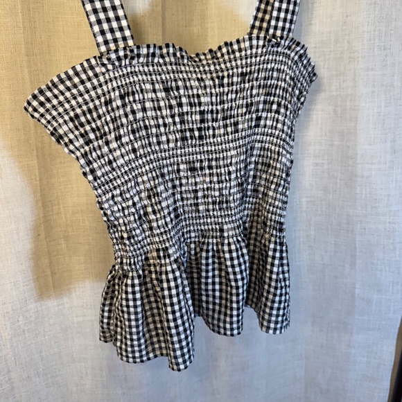 🖤 Urban Outfitters Gingham Smocked Peplum Top – Size M - Picture 3 of 6